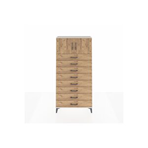 Arges Dolap Tek Raflı 8 Çekmeceli 2 Kapaklı 88x30x182 Aytaşı-çam