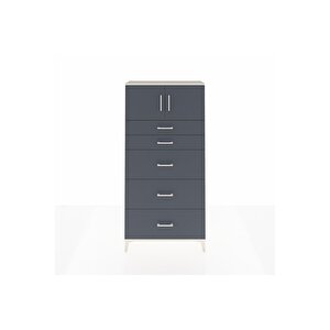 Arges Dolap Tek Raflı 5 Çekmeceli 2 Kapaklı 88x30x182 Aytaşı-antrasit