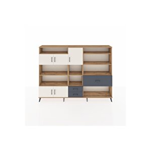 Arges Dolap 13 Raflı 3 Çekmeceli 5 Kapaklı 220x30x163 Çam-aytaşı/antrasit