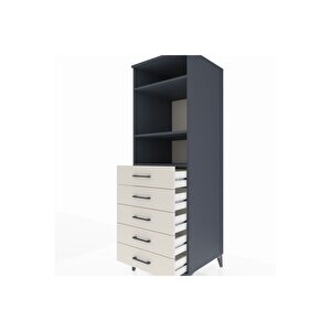 Kronos Dolap 3 Raflı 5 Çekmeceli 60x59x182 Antrasit-aytaşı
