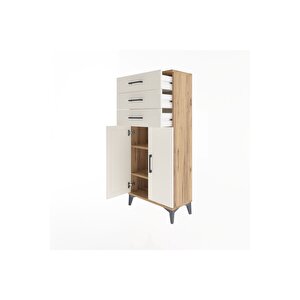 Arges Dolap 2 Raflı 3 Çekmeceli 2 Kapaklı 60x30x134 Çam-aytaşı