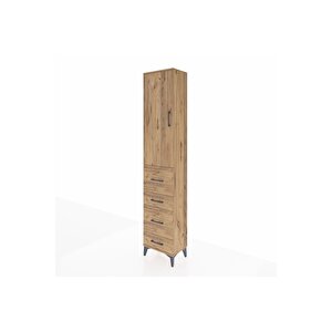 Arges Dolap 3 Raflı 4 Çekmeceli Tek Kapaklı 44x30x221 Çam-çam