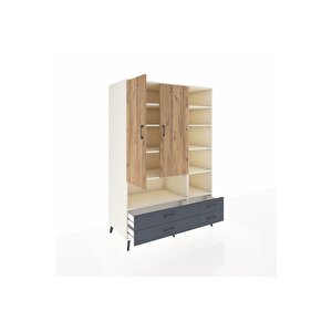 Kronos Dolap 10 Raflı 4 Çekmeceli 2 Kapaklı 132x59x195 Aytaşı-çam/antrasit
