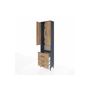 Arges Dolap 4 Raflı 3 Çekmeceli 2 Kapaklı 60x30x221 Antrasit-çam
