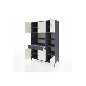 Kronos Dolap 10 Raflı Tek Çekmeceli 6 Kapaklı 132x59x195 Antrasit-aytaşı/antrasit