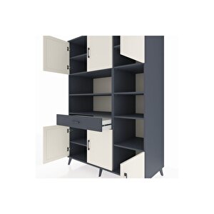 Kronos Dolap 10 Raflı Tek Çekmeceli 6 Kapaklı 132x59x195 Antrasit-aytaşı/antrasit