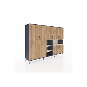 Hyperion Dolap 13 Raflı 7 Kapaklı 220x44x163 Antrasit-çam/aytaşı