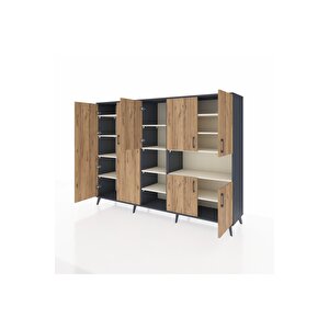 Hyperion Dolap 13 Raflı 7 Kapaklı 220x44x163 Antrasit-çam/aytaşı