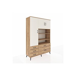 Hyperion Dolap 9 Raflı 5 Çekmeceli 3 Kapaklı 132x44x195 Çam-aytaşı/çam