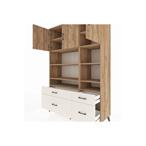 Hyperion Dolap 10 Raflı 4 Çekmeceli 3 Kapaklı 132x44x195 Çam-çam/aytaşı