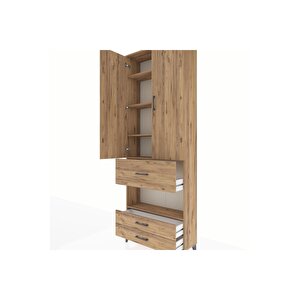 Arges Dolap 5 Raflı 3 Çekmeceli 2 Kapaklı 88x30x243 Çam-çam