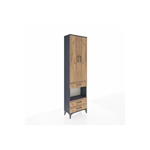 Arges Dolap 4 Raflı 3 Çekmeceli 2 Kapaklı 60x30x221 Antrasit-çam