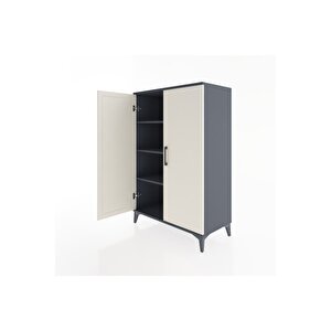 Hyperion Dolap 3 Raflı 2 Kapaklı 88x44x134 Antrasit-aytaşı