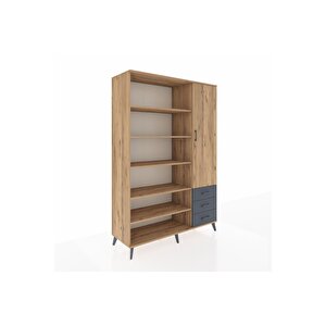 Hyperion Dolap 9 Raflı 3 Çekmeceli Tek Kapaklı  132x44x195 Çam-çam/antrasit