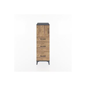 Hyperion Dolap Tek Raflı 3 Çekmeceli Tek Kapaklı 44x44x134 Antrasit-çam