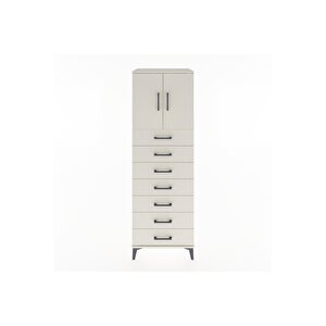 Hyperion Dolap Tek Raflı 7 Çekmeceli 2 Kapaklı 60x44x182 Aytaşı-aytaşı