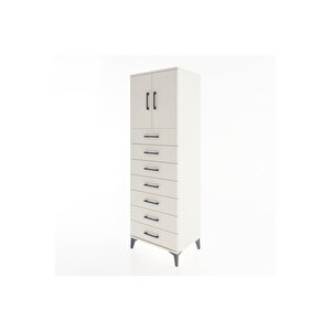 Hyperion Dolap Tek Raflı 7 Çekmeceli 2 Kapaklı 60x44x182 Aytaşı-aytaşı