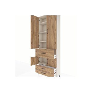 Arges Dolap 5 Raflı 3 Çekmeceli 4 Kapaklı 88x30x243 Aytaşı-çam