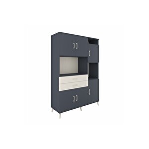 Hyperion Dolap 9 Raflı 2 Çekmeceli 6 Kapaklı 132x44x195 Antrasit-antrasit/aytaşı