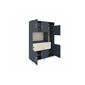 Hyperion Dolap 9 Raflı 2 Çekmeceli 6 Kapaklı 132x44x195 Antrasit-antrasit/aytaşı