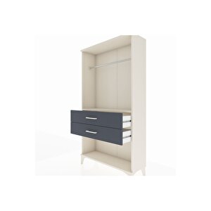 Arges Dolap Tek Raflı 2 Çekmeceli Tek Askılı 88x30x163 Aytaşı-antrasit