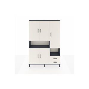 Arges Gardrop 10 Raflı 2 Çekmeceli 5 Kapaklı 132x30x195 Antrasit-aytaşı