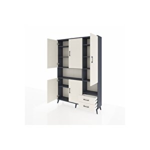 Arges Gardrop 10 Raflı 2 Çekmeceli 5 Kapaklı 132x30x195 Antrasit-aytaşı