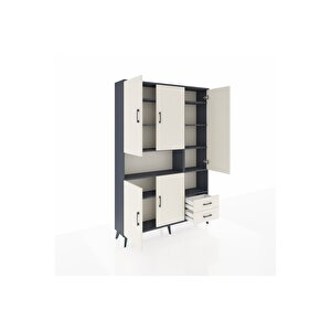 Arges Gardrop 10 Raflı 2 Çekmeceli 5 Kapaklı 132x30x195 Antrasit-aytaşı