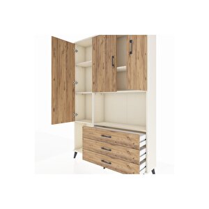 Arges Gardrop 6 Raflı 3 Çekmeceli 3 Kapaklı 132x30x195 Aytaşı-çam