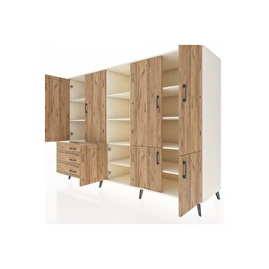 Kronos Dolap 11 Raflı 3 Çekmeceli 7 Kapaklı 220x59x163 Aytaşı-çam