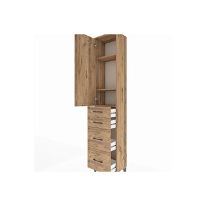 Arges Dolap 3 Raflı 4 Çekmeceli Tek Kapaklı 44x30x221 Çam-çam