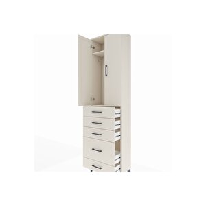 Arges Dolap 2 Raflı 5 Çekmeceli Tek Askılı 60x30x221 Aytaşı-aytaşı