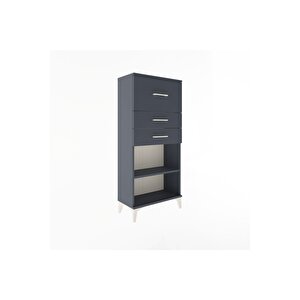 Arges Dolap Tek Raflı 3 Çekmeceli 60x30x134 Antrasit-antrasit