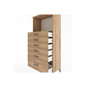 Hyperion Dolap Tek Raflı 6 Çekmeceli 88x44x182 Çam-çam