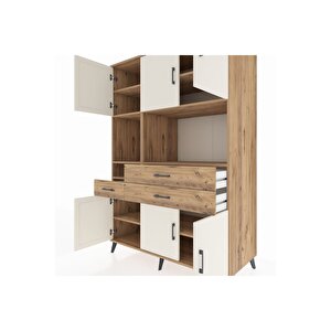Kronos Dolap 9 Raflı 3 Çekmeceli 6 Kapaklı 132x59x195 Çam-aytaşı/çam