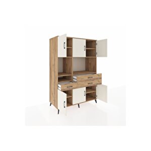 Kronos Dolap 9 Raflı 3 Çekmeceli 6 Kapaklı 132x59x195 Çam-aytaşı/çam