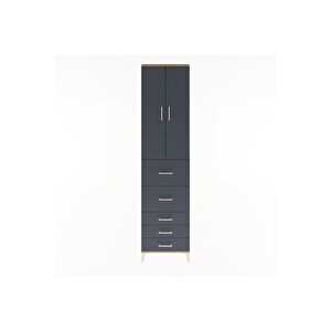 Arges Dolap 4 Raflı 5 Çekmeceli 2 Kapaklı 60x30x243 Çam-antrasit