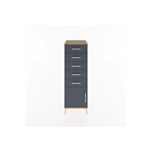 Hyperion Dolap 5 Çekmeceli Tek Kapaklı 44x44x134 Çam-antrasit