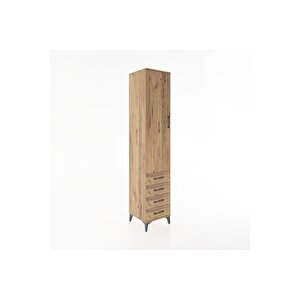 Hyperion Dolap 4 Raflı 4 Çekmeceli Tek Kapaklı 44x44x221 Çam-çam