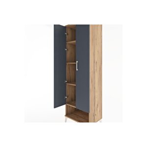 Hyperion Dolap 4 Raflı 2 Kapaklı 60x44x195 Çam-antrasit