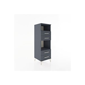 Hyperion Dolap 2 Raflı 4 Çekmeceli 44x44x134 Antrasit-antrasit