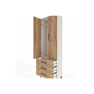 Arges Dolap Tek Raflı 3 Çekmeceli Tek Askılı 60x30x182 Aytaşı-çam