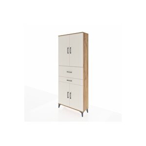 Arges Dolap 4 Raflı 2 Çekmeceli 4 Kapaklı 88x30x221 Çam-aytaşı