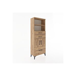 Arges Dolap 3 Raflı 3 Çekmeceli 2 Kapaklı 60x30x163 Çam-çam