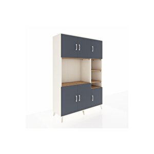 Hyperion Dolap 10 Raflı 6 Kapaklı 132x44x195 Aytaşı-antrasit/çam