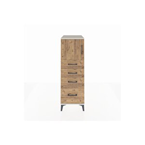 Kronos Dolap Tek Raflı 4 Çekmeceli Tek Kapaklı 44x59x134 Aytaşı-çam