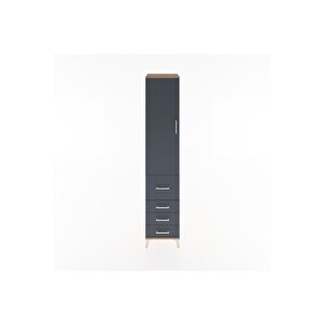 Hyperion Dolap 2 Raflı 4 Çekmeceli Tek Askılı 44x44x221 Çam-antrasit