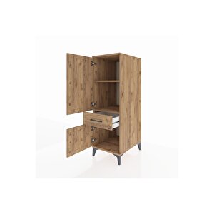 Kronos Dolap 2 Raflı Tek Çekmeceli 2 Kapaklı 44x59x134 Çam-çam