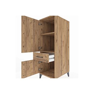 Kronos Dolap 2 Raflı Tek Çekmeceli 2 Kapaklı 44x59x134 Çam-çam
