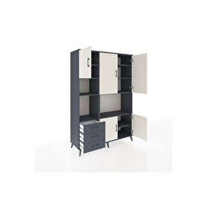 Hyperion Dolap 9 Raflı 3 Çekmeceli 5 Kapaklı 132x44x195 Antrasit-aytaşı/antrasit